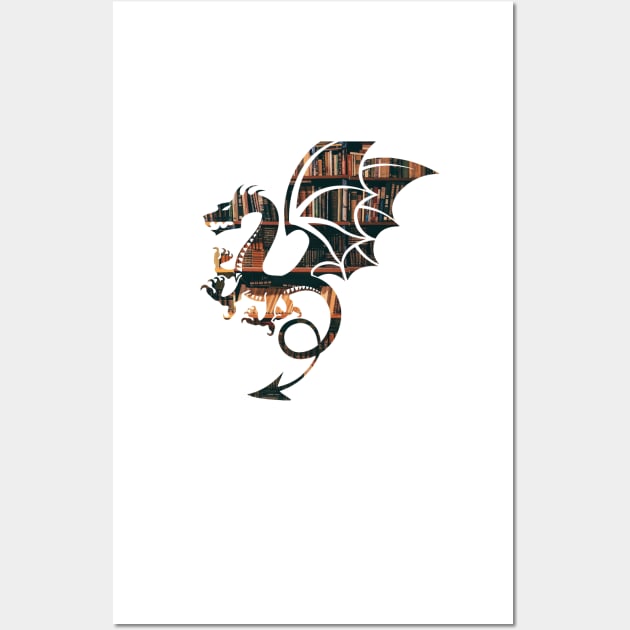 Easily Distracted By Dragons And Books Funny Gift Wall Art by yassinebd
